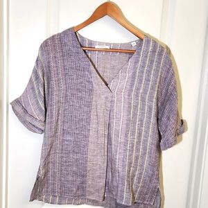 Sita Murt / Short Sleeve 100% Linen‎ Popover Blouse 36 Portugal